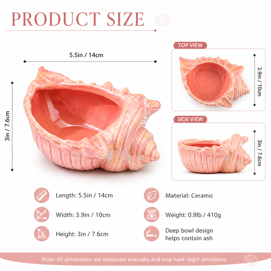 Pink Shell Ceramic Ashtray
