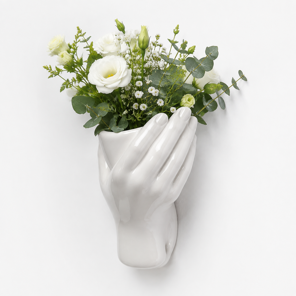 Hand Shaped Ceramic Wall Vase