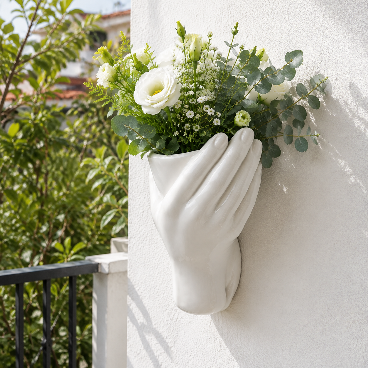 Hand Shaped Ceramic Wall Vase