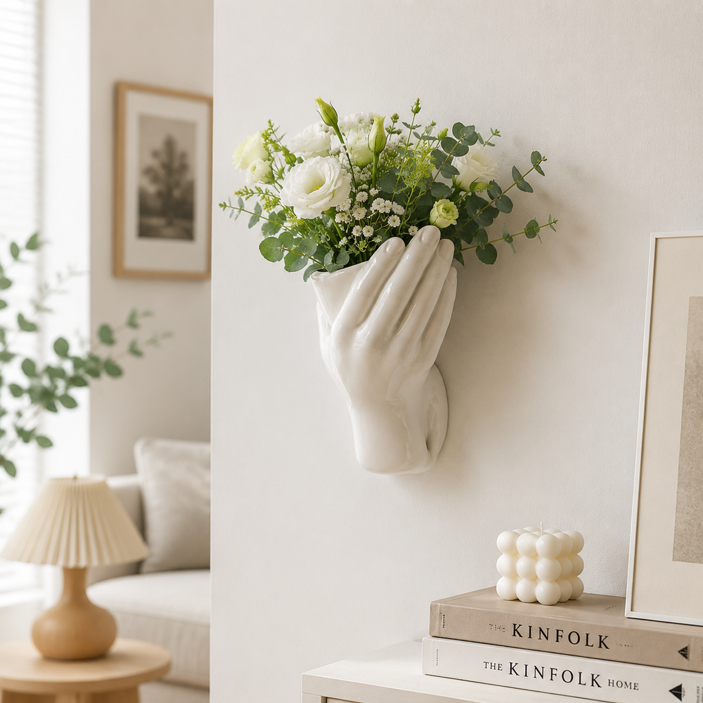Hand Shaped Ceramic Wall Vase
