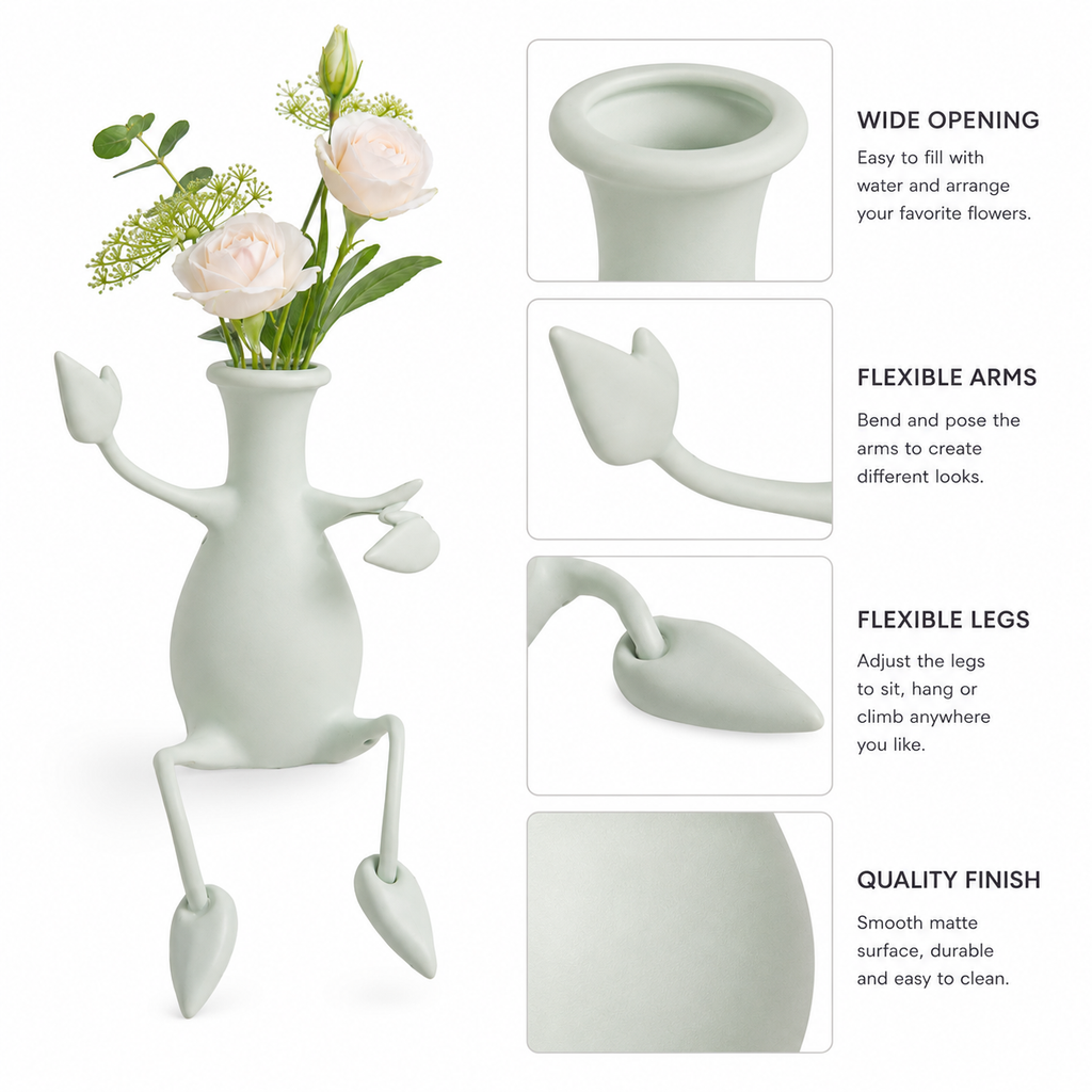 Flexible Poseable Character Flower Vase