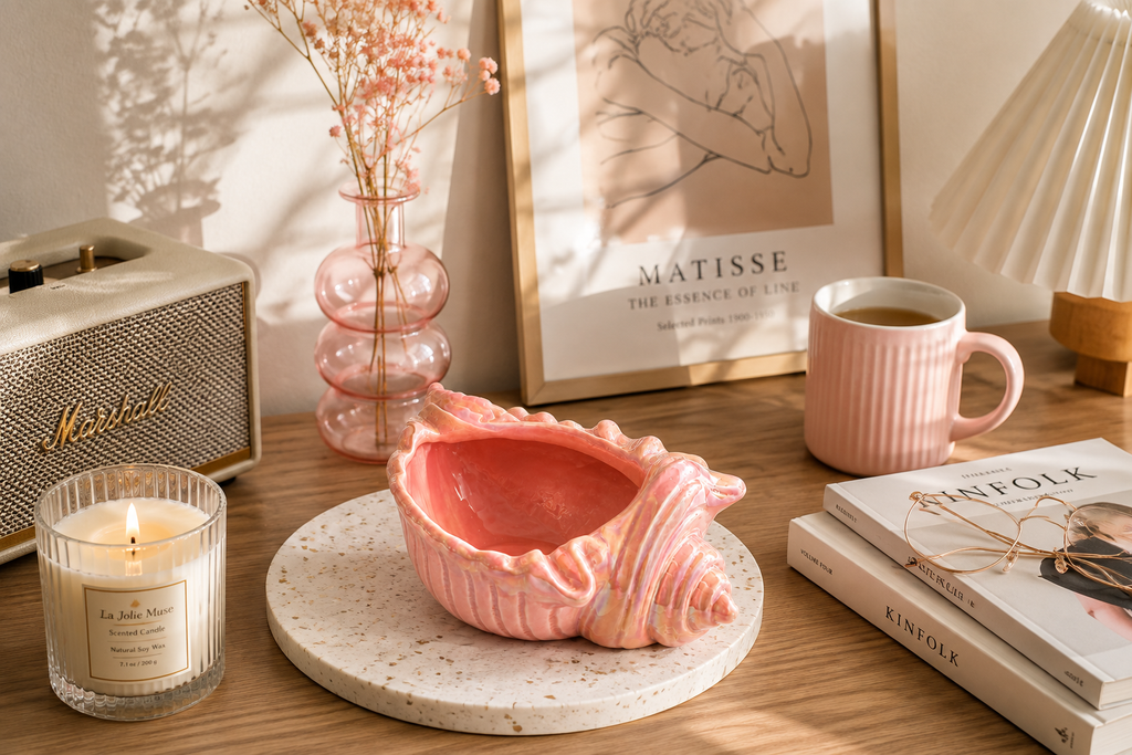 Pink Shell Ceramic Ashtray