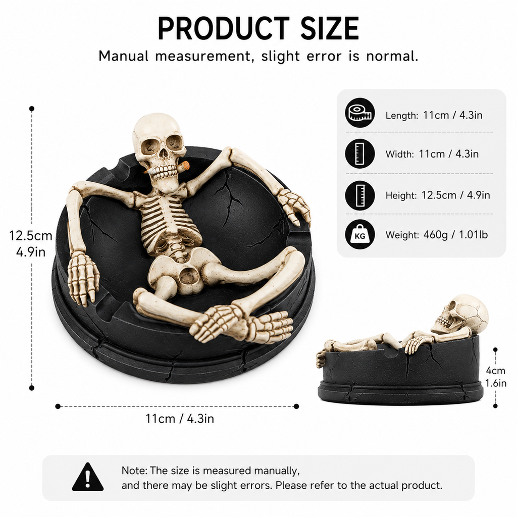 Skeleton Resin Ashtray with Cigarette Rest