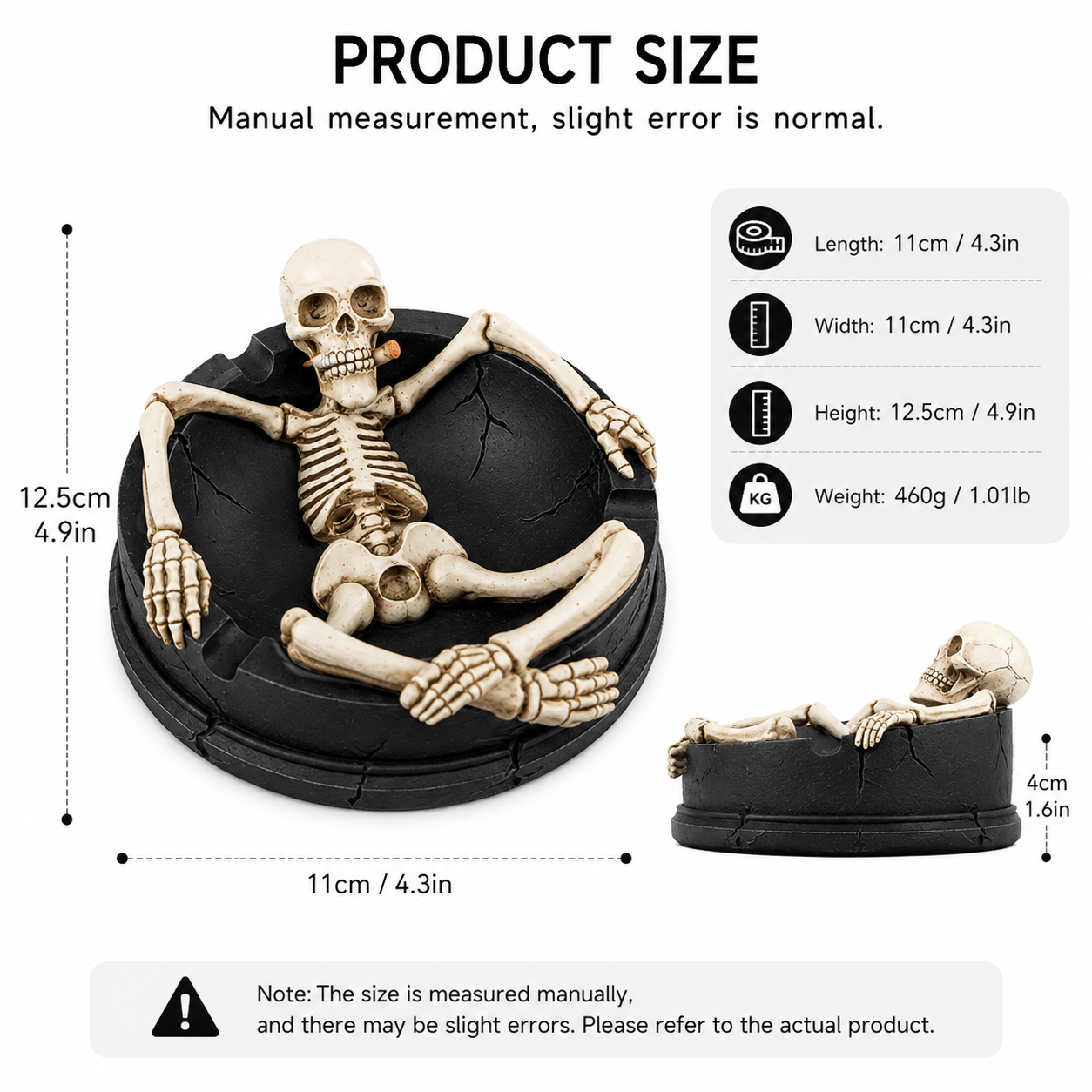 Skeleton Resin Ashtray with Cigarette Rest