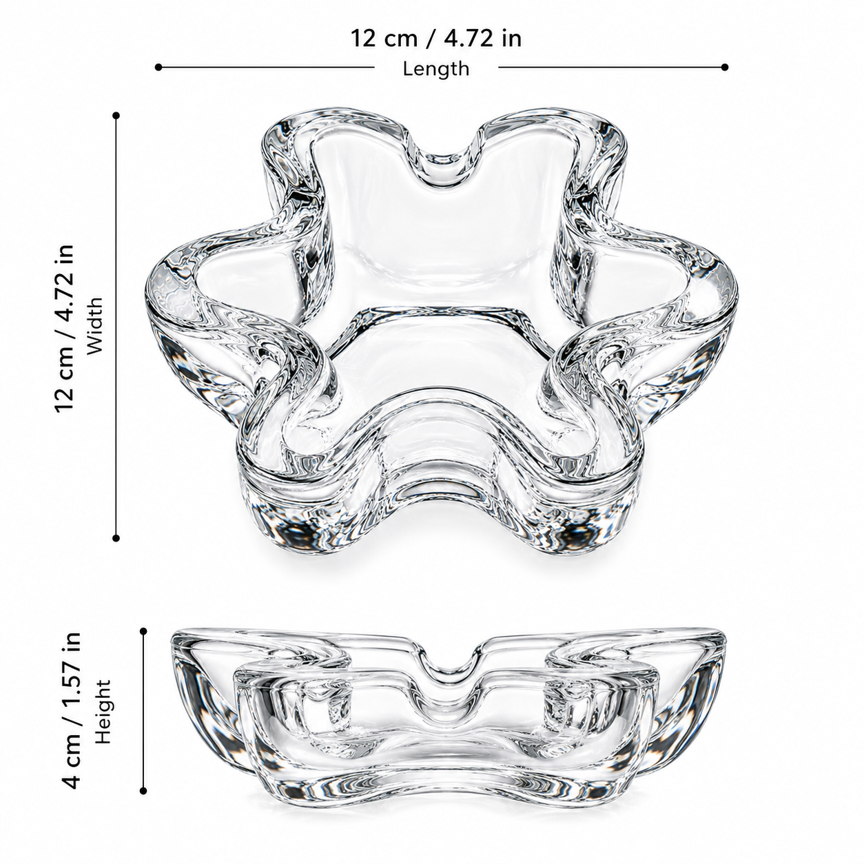 Crystal Glass Ashtray, Decorative Tabletop Ashtray