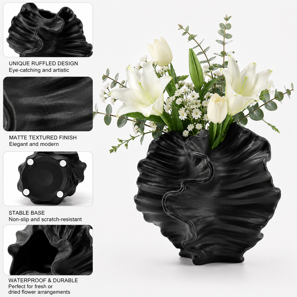 Ruffle Design Flower Vase Set