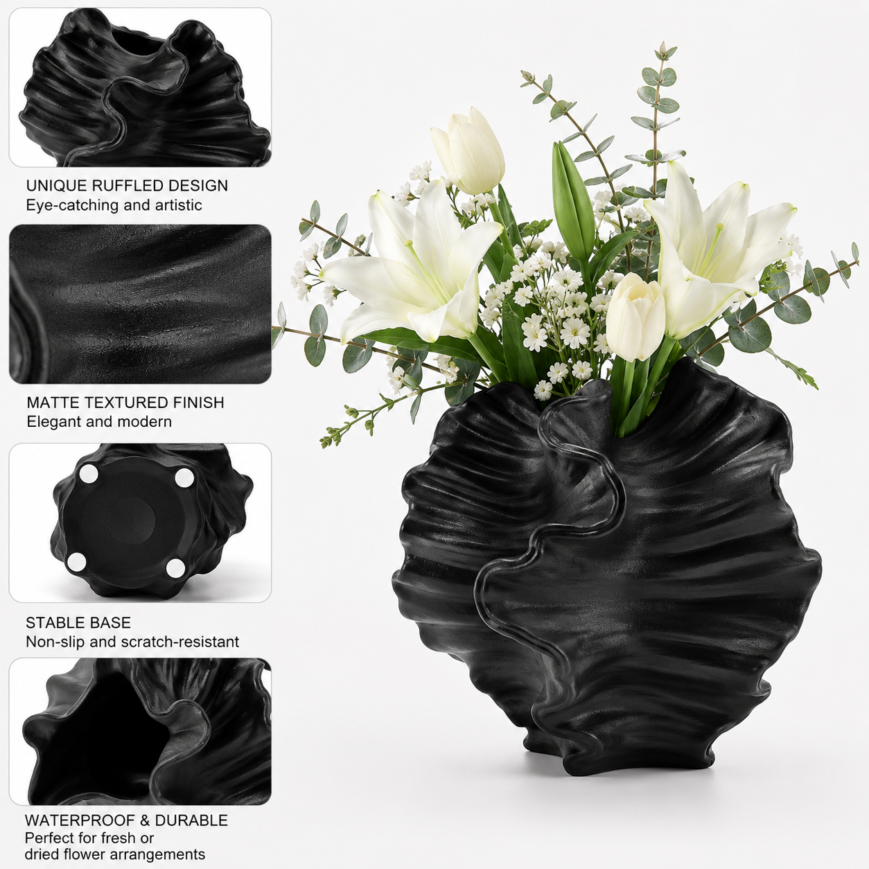 Ruffle Design Flower Vase Set