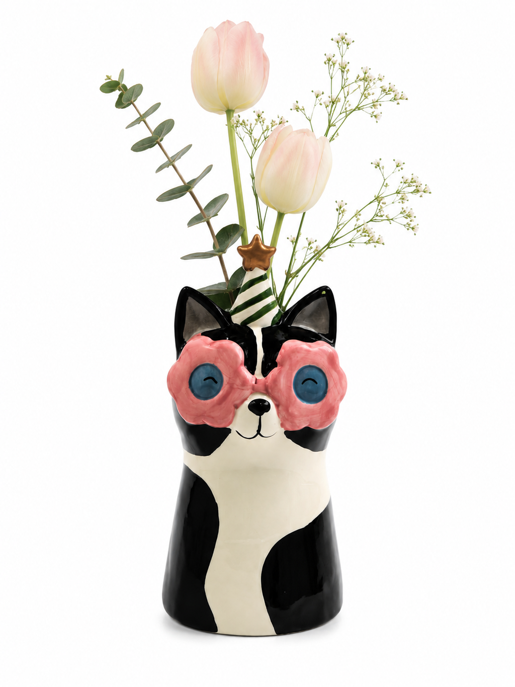 Cute Animal Ceramic Vase for Flowers, Decorative Home Planter